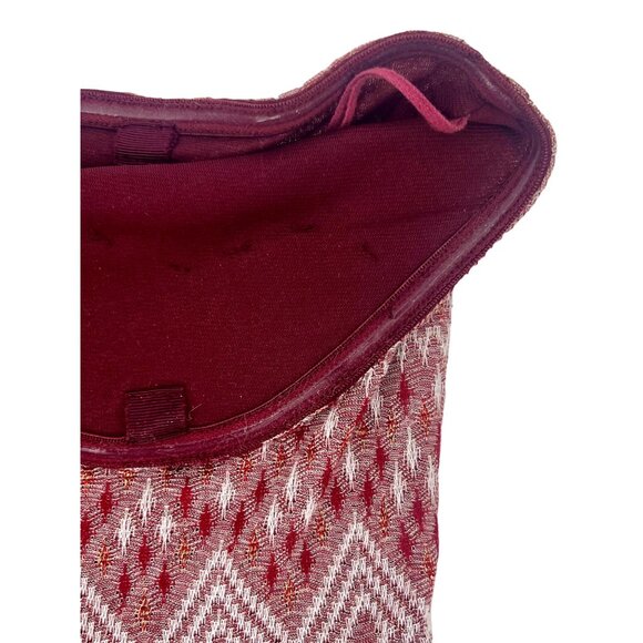 Free People Burgundy Shimmer Fit & Flare Tulle Trim Embroidered Sweetheart Dress - Picture 13 of 16